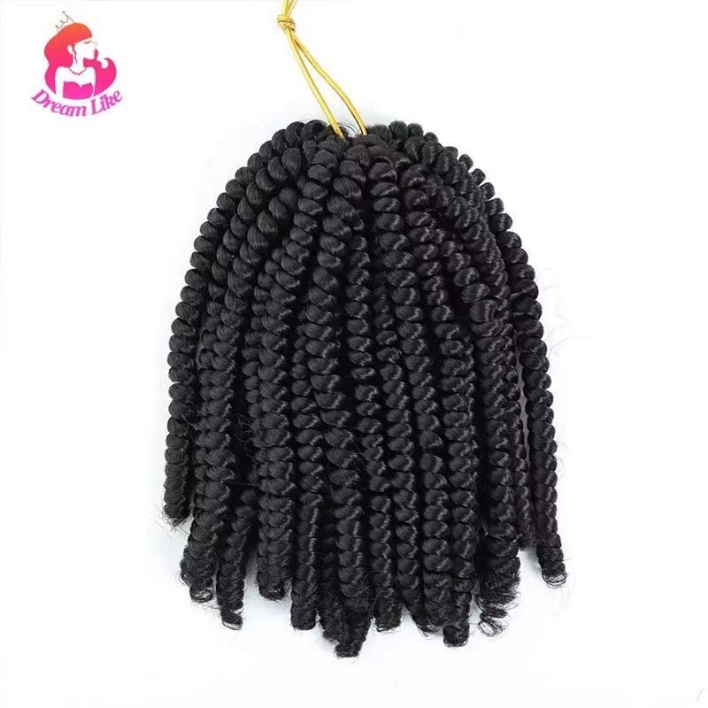 8 pulgadas 30 pequeñas trenzas de resorte de torsión de fibra química africana cabello de crochete peluca de trenza sucia