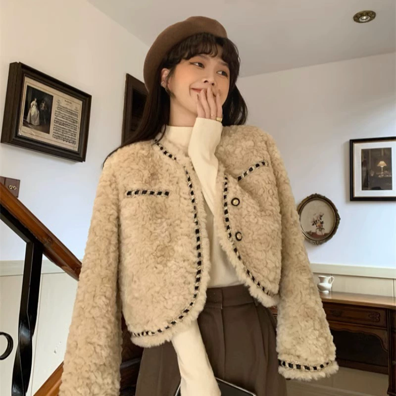 Короткая демисезонная бархатная куртка для девочек-подростков, стиль Chanel, свободный оверсайз, более толстая подкладка