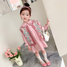 女童秋装套装女宝宝新款韩国童装两件套公主裙碎花针织马甲套装秋