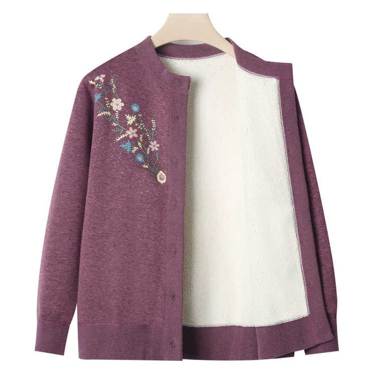 Бабушкин зимний трикотаж для людей среднего и пожилого возраста кардиган на флисовой подкладке для женщин и пожилых дам Осенняя новая одежда Мамино пальто