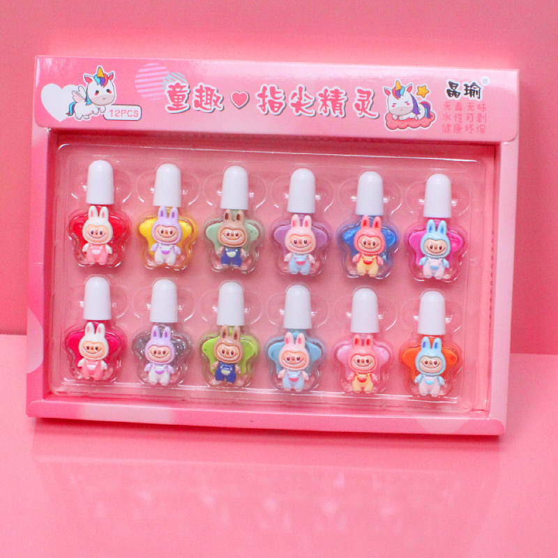 Factory Direct Sales New Cartoon Water-Based Nail Polish Peelable and Tearable Water-Based Manicure Set Tearable Set Wholesale