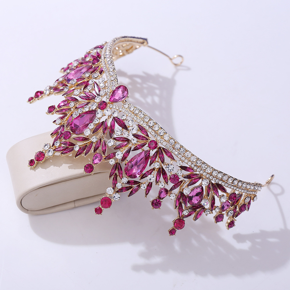 100g Weight Crown Hair Accessories Type 1 Piece Quantity Wedding, Birthday, Festival Occasion Alloy Material Leaf, Crown Pattern All Seasons Season Women's, Adults Gender Diamond Design Bridal, Shiny Style Bridal Shiny Women's Adults Leaf Crown Alloy Diamond Crown 15