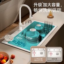 奶油风白色厨房水槽大单槽不锈钢洗菜洗碗池盆手工台下盆大号加厚