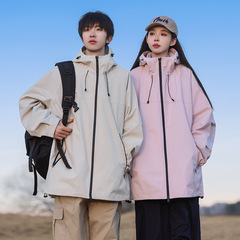 男性用山岳ジャケット、女性用フード付きジャケット、春秋アウトドア登山用3-in-1ジャケット、防水防風、トレンディなアウトドアウェア