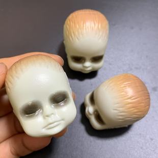 Hollow Doll Head Halloween Decoration Props Small Toys Artificial Child Face Skull Plastic Blow Molding Doll Head