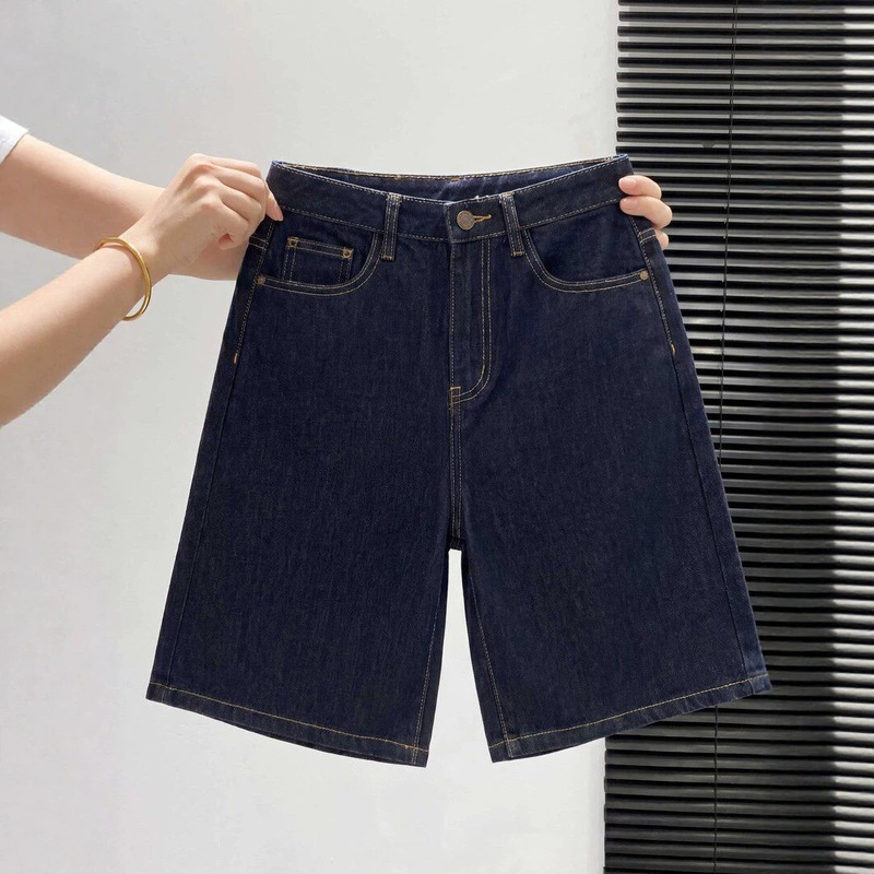 Denim Wide-Leg Denim Shorts for Women, Summer Thin Style, 2026 New High-Waisted Slimming Loose Straight Mid-Length Pants