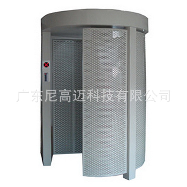 单通道三翼旋转门不锈钢板冲孔弧形转扎外贸出口仓库成品防尾随门