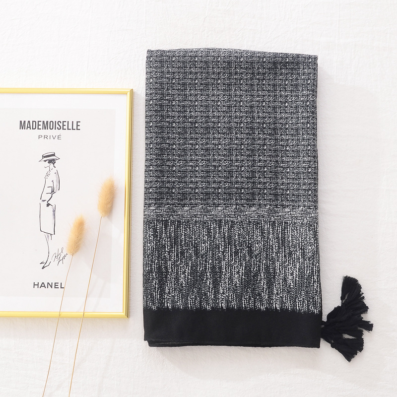 Bufanda retro de primavera y otoño de color artístico chal de viaje de todo fósforo línea recta pequeña TELA ESCOCESA patrón geométrico bufanda de algodón y lino