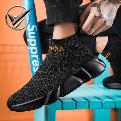 welcome sb. superior quality Socks All black shoes High elastic knitting Elastic force Socks shoes light motion Large Men's Shoes