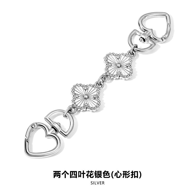 H- 8.05kg 네잎꽃실버하트버클체인 16.5CM