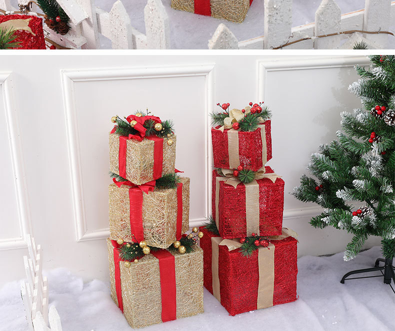 Conjunto Premium de Cestas de Presente de Natal - Cestas de Presente Elegantes em Tecido com Folhas de Pinheiro Douradas, Perfeitas para Decoração de Árvore e Exibição de Natal (Conjunto de 3 Peças)_voghion.com