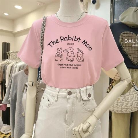 Women's Fashionable and Versatile Short-Sleeve T-Shirt with Cartoon Print, Cute, Slimming Top, Summer Casual Outfit - 2025 New Arrival