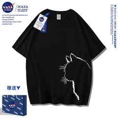 NASA cartoon cat pure cotton short-sleeve student t-shirt for girls, summer new, cute and stylish, simple and comfortable, trendy