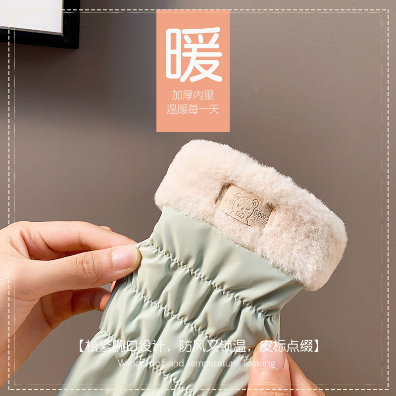 跨境新款秋冬季时尚保暖手套加绒开车可触屏防滑防水水晶绒手套|undefined