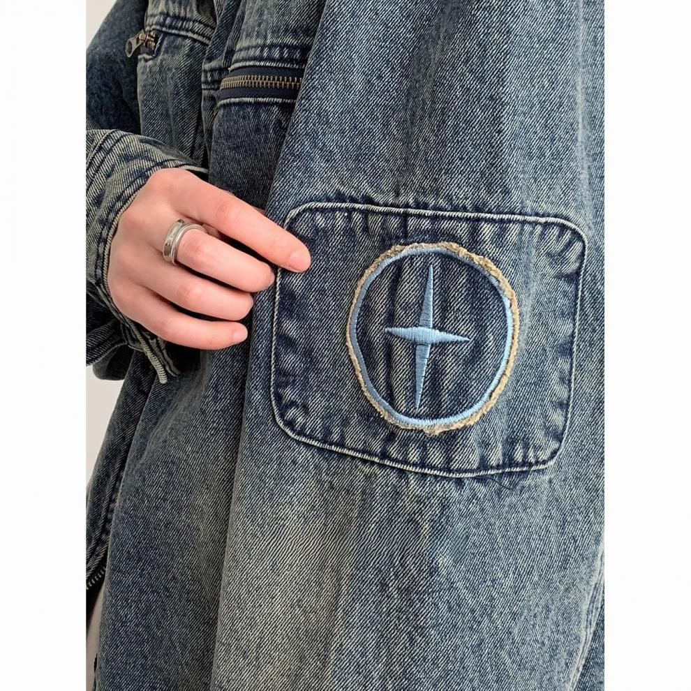 Retro Washed Vintage Denim Jacket For Men And Women Oversized_voghion.com