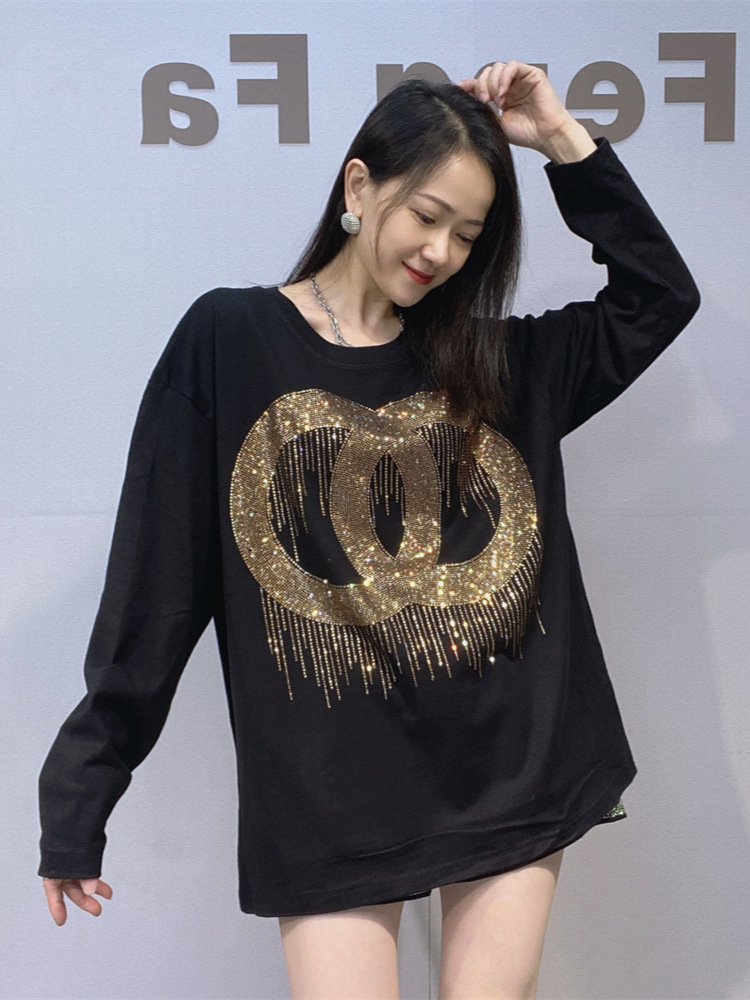Comercio exterior ropa de mujer nueva camiseta de algodón de manga larga para mujeres de otoño y invierno suelta gran tamaño interior con camiseta superior image 5