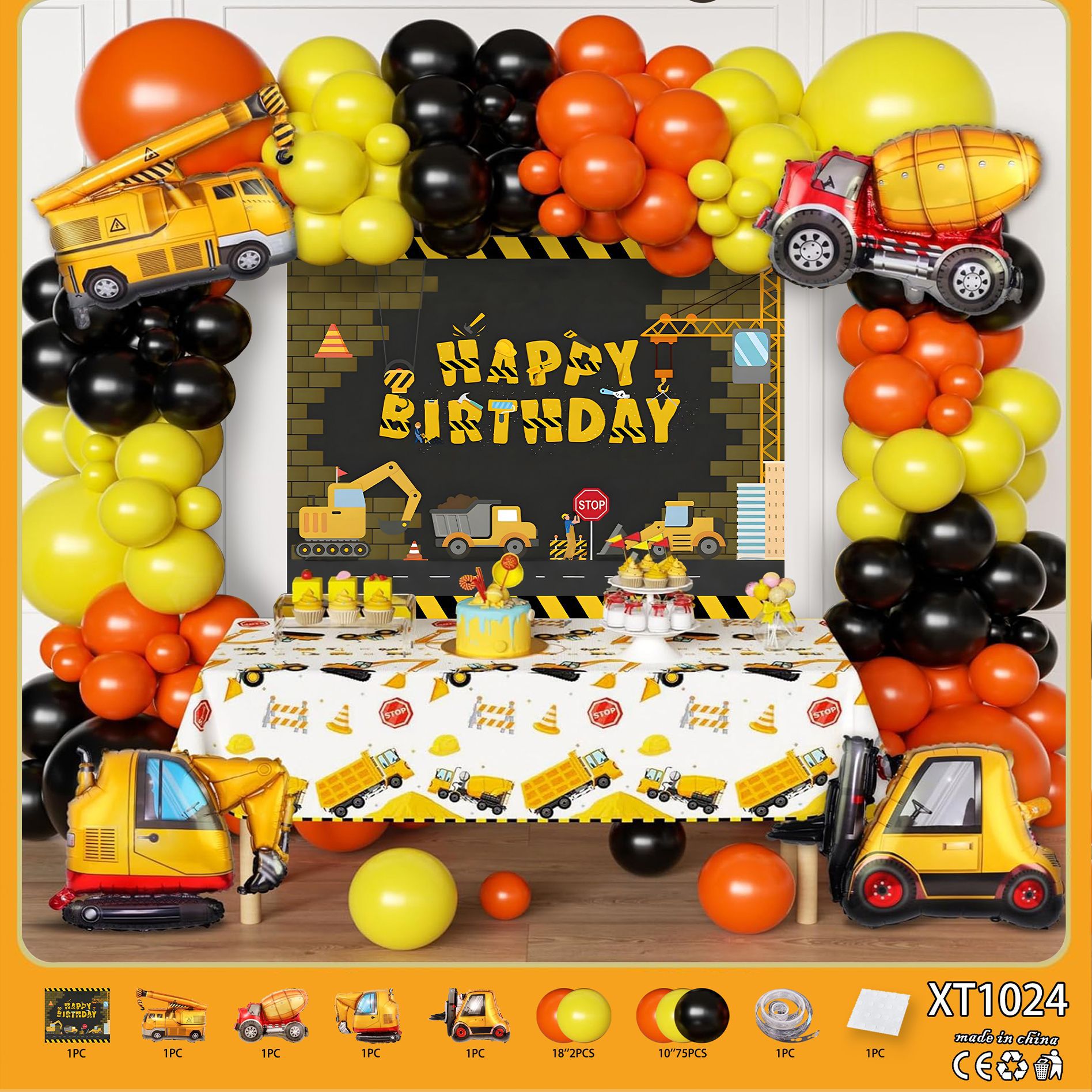 Fiesta de cumpleaños redonda escena diseño decorativo globo traje de juguete para niños globo de aluminio letras y números