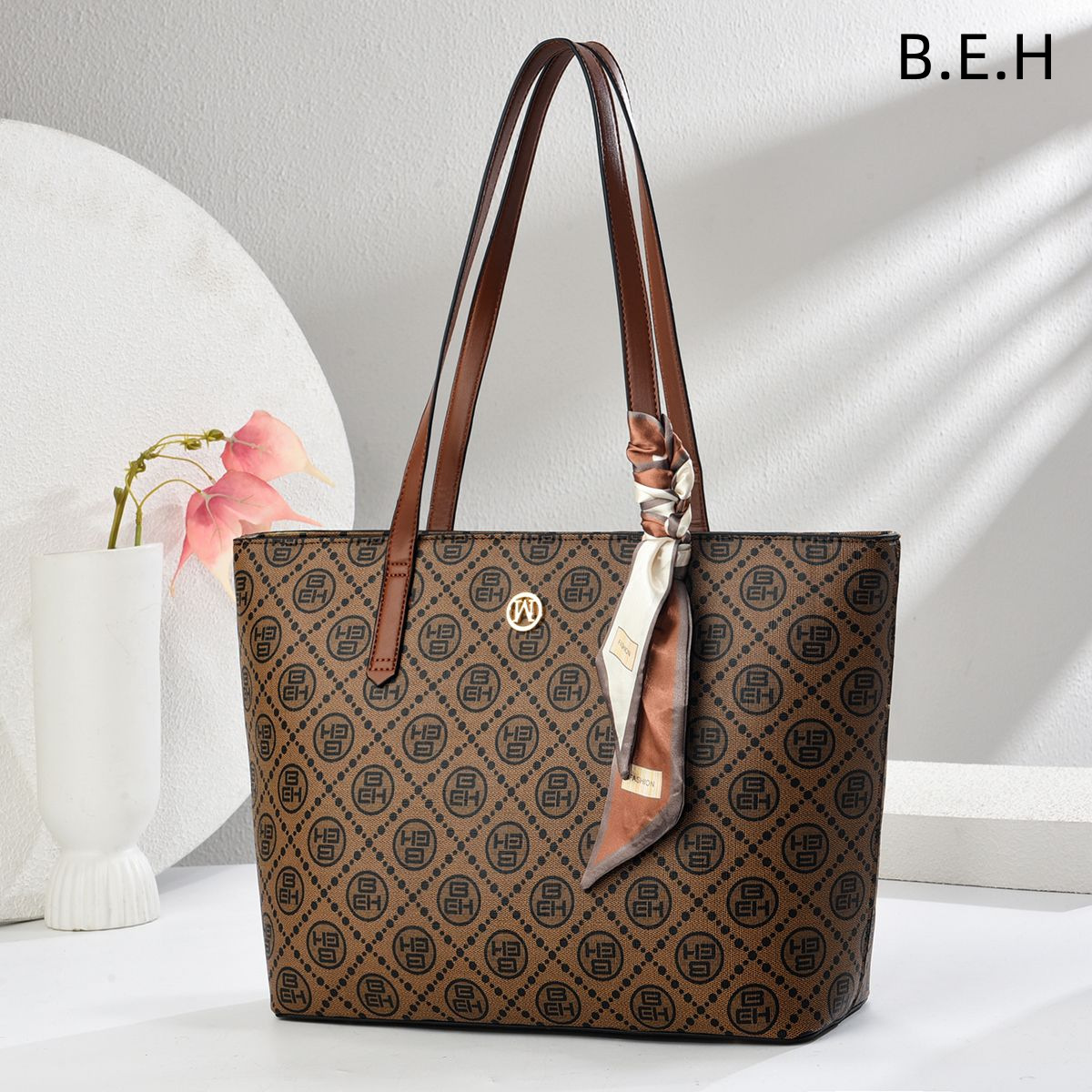 Bolso Tote a Cuadros de Cuero PU de Gran Capacidad para Uso Diario