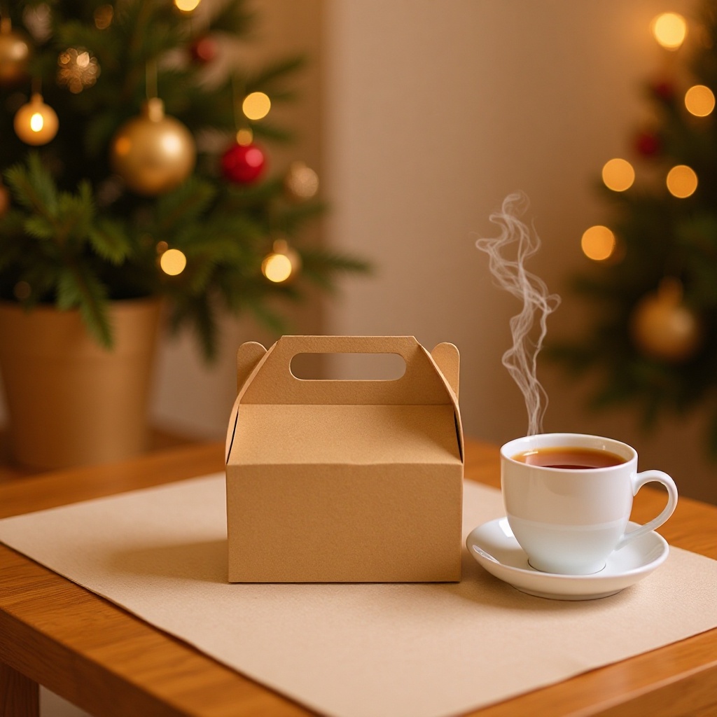 Caja de regalo de papel kraft en stock caja de embalaje creativa de Año Nuevo acompañante caja de regalo de vacaciones simple sobre rojo de boda