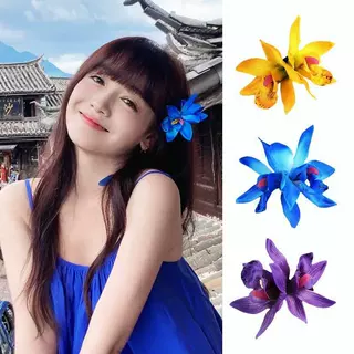 蕙兰花发夹侧边头花2025新款头饰度假花朵边夹发卡绝美花花发饰