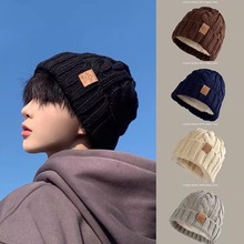 帽子男士秋冬潮毛线帽男款保暖百搭冷帽宽松大头围显脸小针织帽男