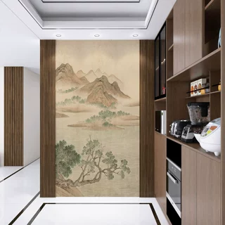 壁纸3d立体宋氏美学山水电视背景墙壁布客厅挑高墙布玄关壁纸