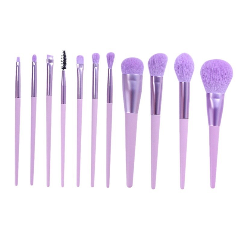 Nuevo 11 pequeño púrpura dulce patata maquillaje cepillo barril traje maquillaje herramientas conjunto completo principiante maquillaje cepillo conjunto