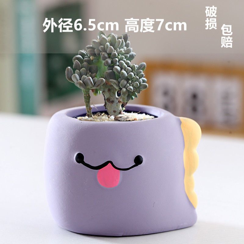 Macetas de cerámica para suculentas con diseño de animales de dibujos animados, pequeño tamaño, para estante de flores en casa, suministro al por mayor