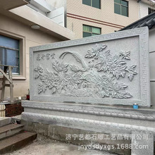 别墅庭院浮雕迎门墙 花岗岩松鹤延年文化风景墙 价格优惠质量保证