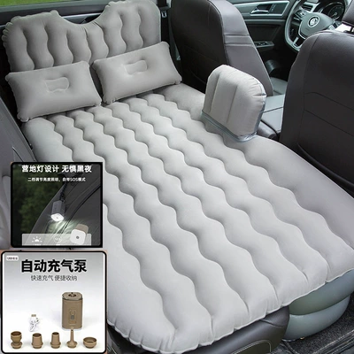 seat of cars and SUVs, inflatable — Vehicle-mounted inflatable bed - headrest-with-double-support-flocked-gray-wireless-air-pump