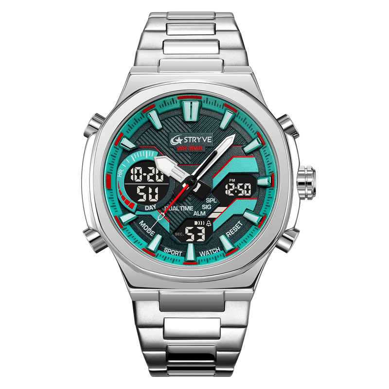 STRYVE hombre reloj deportivo resistente al agua reloj electrónico de cuarzo hombre reloj de pulsera de acero inoxidable reloj electrónico 8033