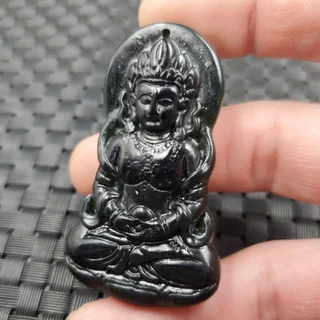 玉石挂件新疆和田墨玉度母观音挂件墨绿蛇纹石玉观音挂件玉石吊坠