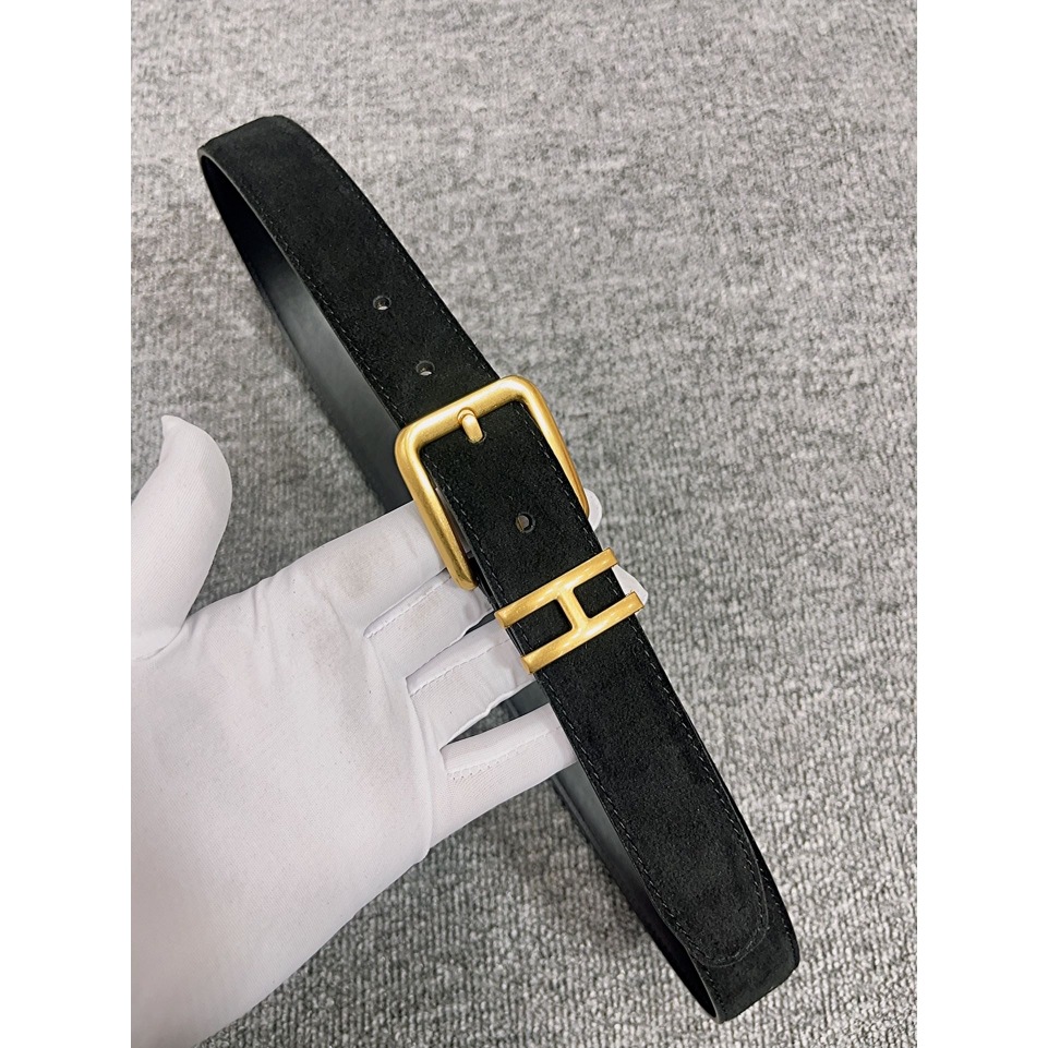 Black suede gold buckle