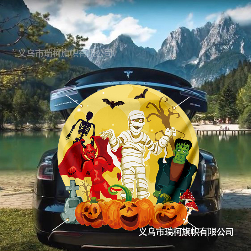 アマゾン国境を越えた新しい旗ヨーロッパとアメリカのハロウィントランクパーティー装飾バナー写真の背景布吊り旗|undefined