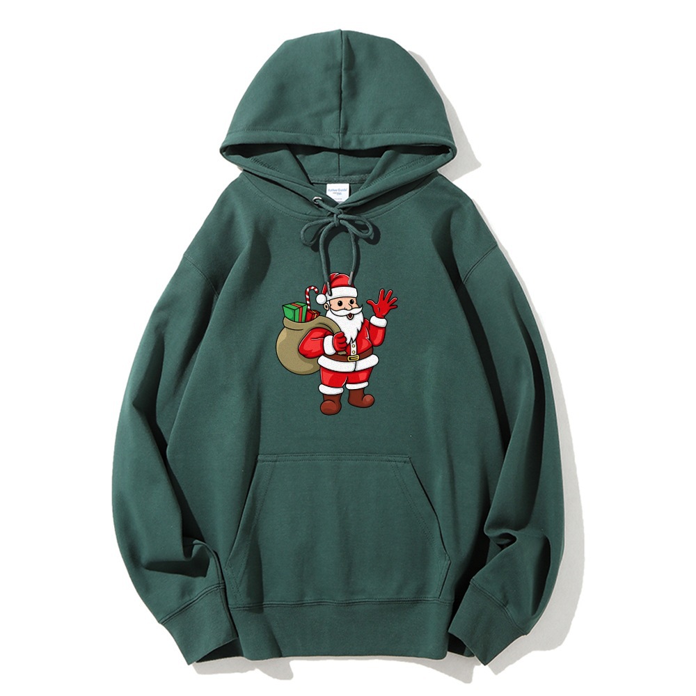Jolly Claus Cartoon Print Unisex Women's Hoodie