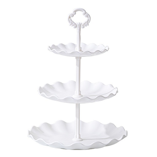 Bandeja de frutas de tres capas Bandeja de dulces de plástico de estilo europeo Sala de estar Mesa de centro para el hogar Bandeja de almacenamiento de bocadillos Marco de encendedor multicapa