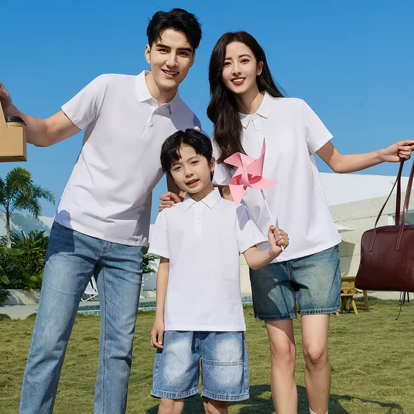 Summer New Polo Shirt for Children, Same Style Casual Short-Sleeve New Model with a Comfortable and Breathable Turn-Down Collar, Short-Sleeve T-Shirt for Parent-Child Matching