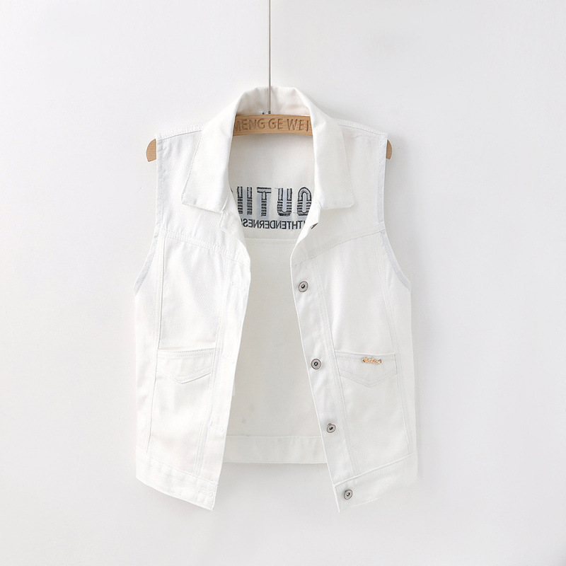 Denim Vest Women's Spring and Autumn 2024 New Arrival White All-Match Slim Look Short Western Style Fashionable Vest Top for Women