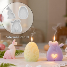 得意洋洋diy复活节兔子蜡烛滴胶模具浮雕爱心抱免石膏硅胶模具