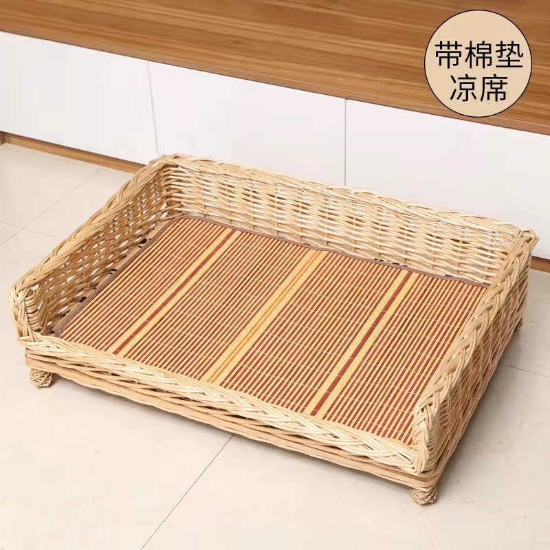 Perro tejido de ratán Perro mimbre mimbre Perro mediano y grande Nido para mascotas extraíble y lavable disponible en todas las estaciones Teddy Satsuma Cama para perros Golden Retriever Nido para gatos