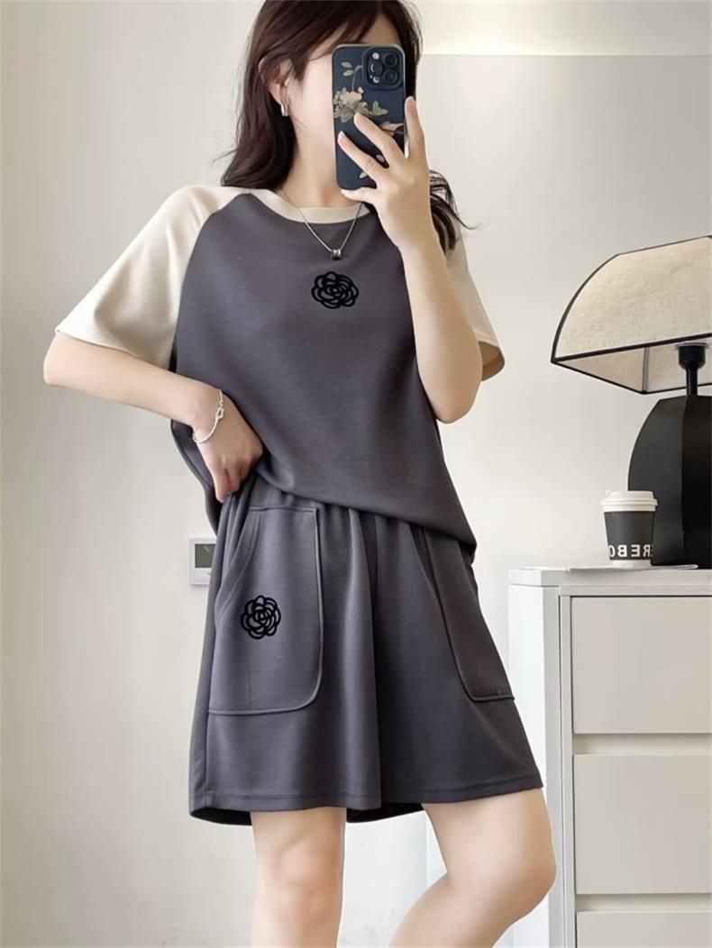 Women's Clothing Summer Fashion Two Piece Set For Women Color Block Slimming Loose Casual Plus Size Clothing_ecoleips.com