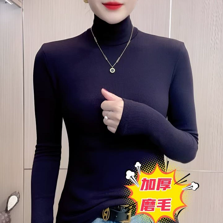 Толстая шлифовальная мода темперамент сплошной цвет с высоким воротником и длинным рукавом рубашка рубашка рубашка женская минималистская тонкая рубашка