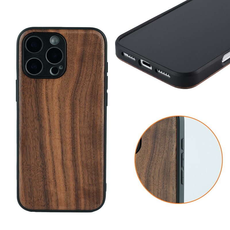 Suitable for Apple 17Promax Solid Wood Walnut Protective Case Iphone17Pro All-Inclusive Mobile Phone Case
