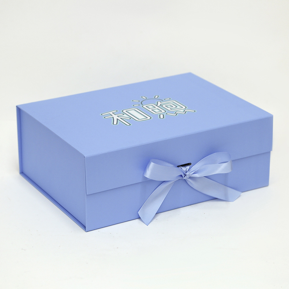 Inventario puede fijar logotipo flip caja plegable al por mayor caja de embalaje de arco caja de regalo plegable transfronteriza una pieza caja de regalo