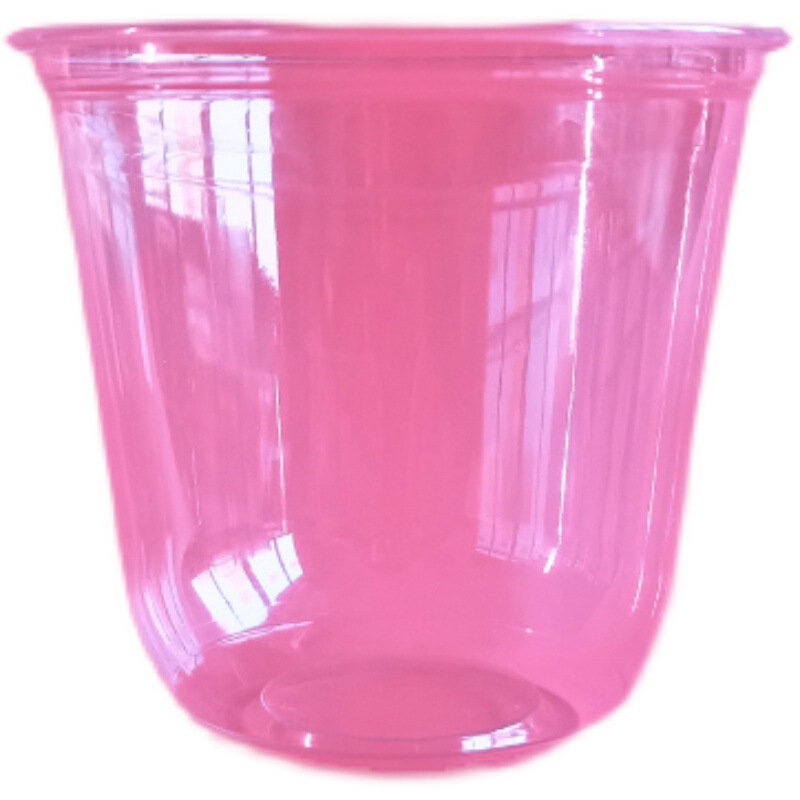 酒を調合するu型のプラスチックのコップの厚い透明なコップの使い捨てのPetの冷たい飲み物のコーヒーの杯の蓋のミルクティーの太っているu型のコップ|undefined