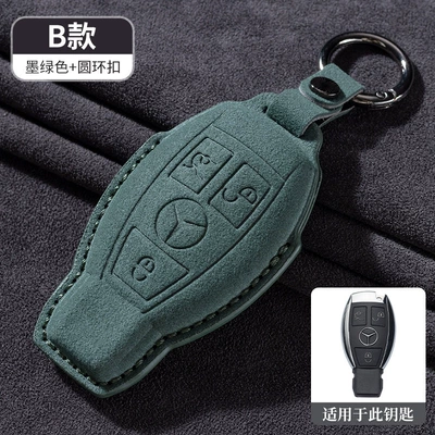 for Mercedes-Benz e300l key case: Car key bag - type-b-dark-green-ring-buckle-rope-strap