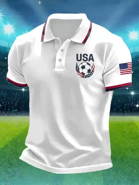 2026 European and American Amazon Best-Selling World Cup Men's Short-Sleeved Lapel Sports Fashion Casual Polo Shirt Short-Sleeved Top