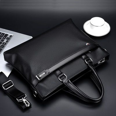 portable Briefcase business affairs man Satchel OL Soft leather shoulder bag A4 Cross section Computer package Youth fashion Handbag