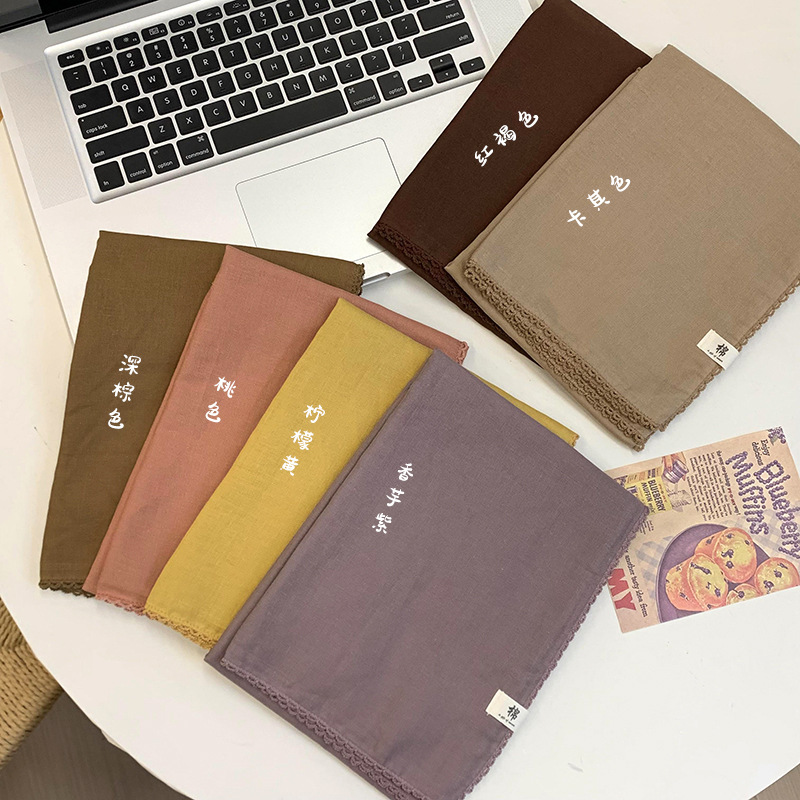 Toallas cuadradas coreanas de color sólido de doble capa de algodón exterior con un chal de moda pequeña bufandas de cuello bufandas de cuello