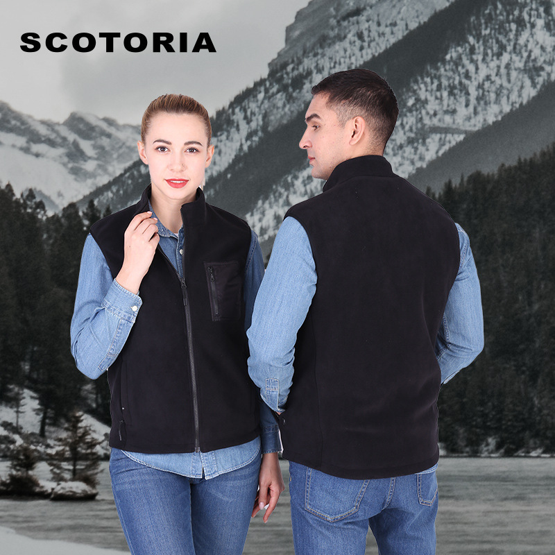 scotoria winter men's and women's commuter heating vest composite polar fleece vest stand collar office vest